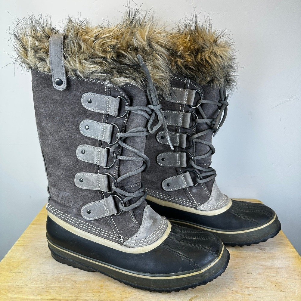 Sorel Joan of Arctic Women's Waterproof Boot Size 9 Fur Lined Quarry Black Grey